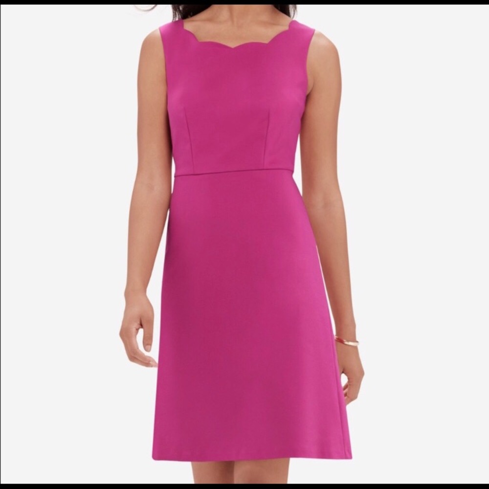 Bright Pink Scalloped A-Line Dress